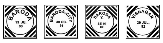 Baroda and Visnagar Squared Circle Postmark Baroda and Visnagar Squared Circle Postmark